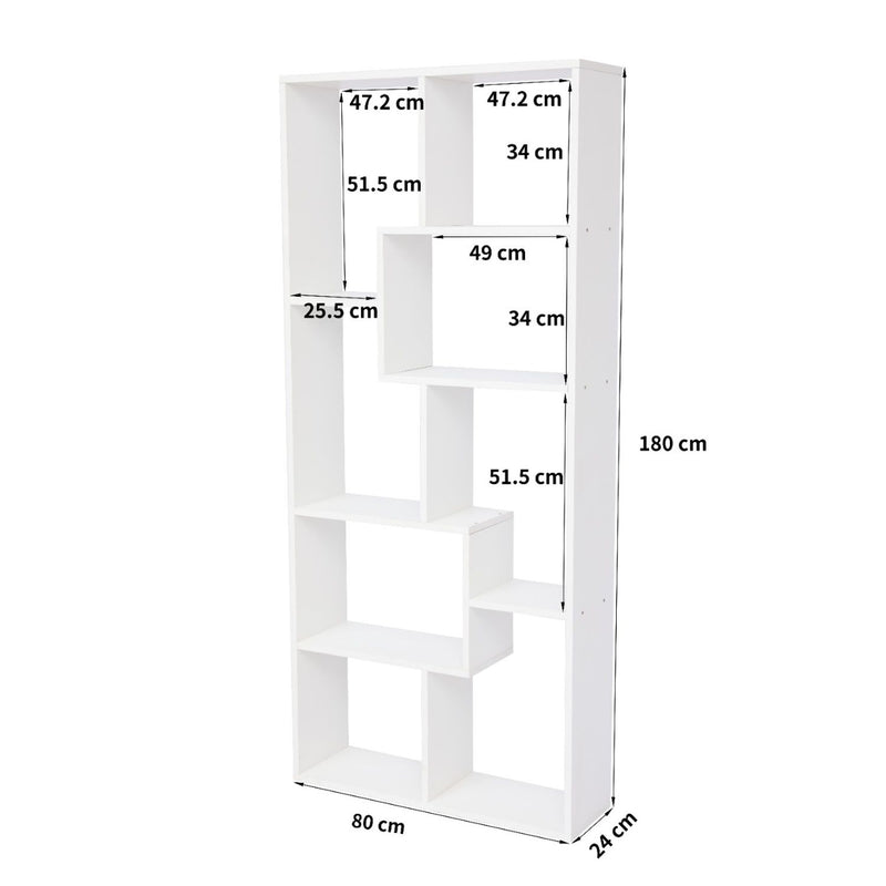 Asymmetrical Display Shelf & Bookcase, 5 Tier