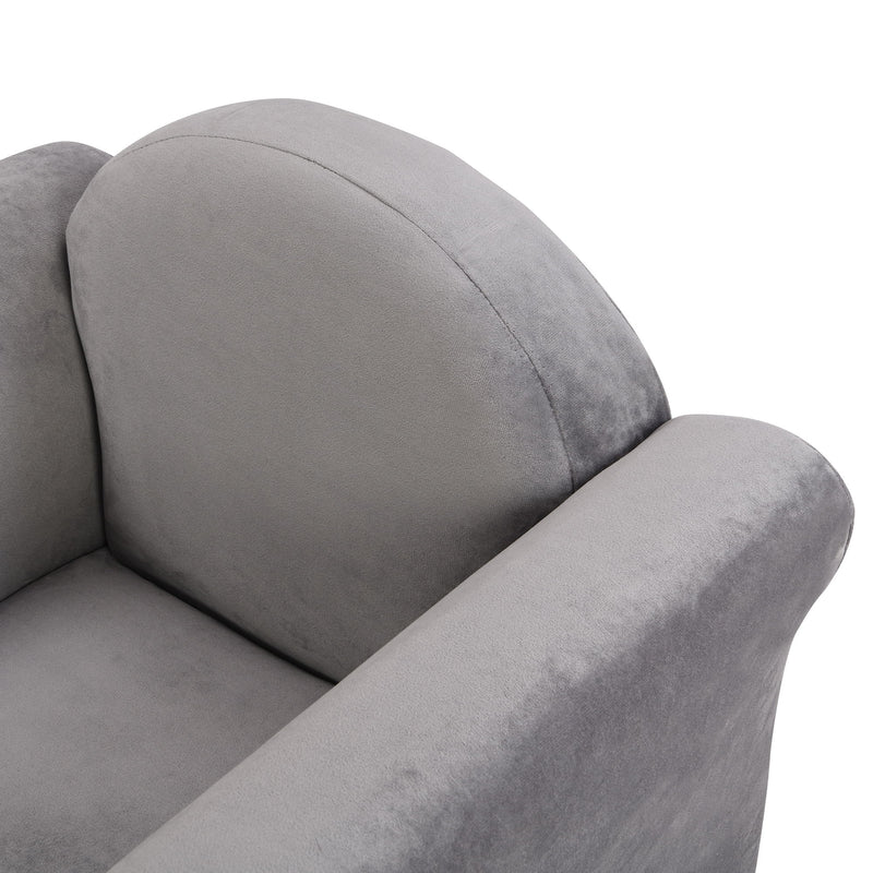 Kids Recliner Chair, Kids Upholstered Couch With Ottoman - Dark Gray