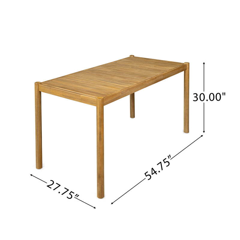Outdoor Dining Set 1 Table 4 Chairs (Set of 5) - Teak / Beige