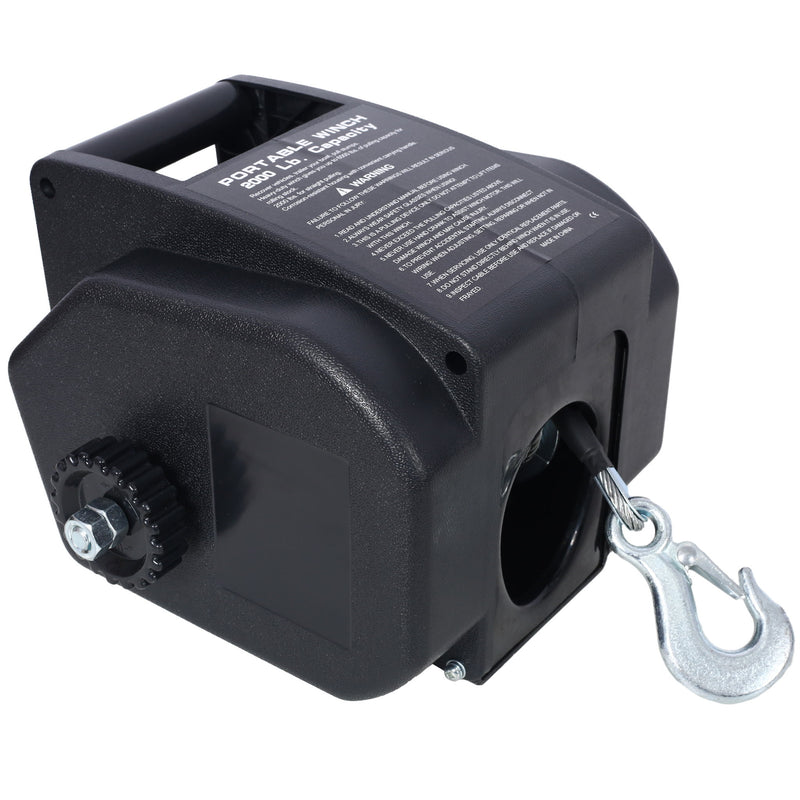 Reversible Electric Trailer Winch For Boats Up To 5000 Lbs With Galvanized Wire Rope And Casing - Black