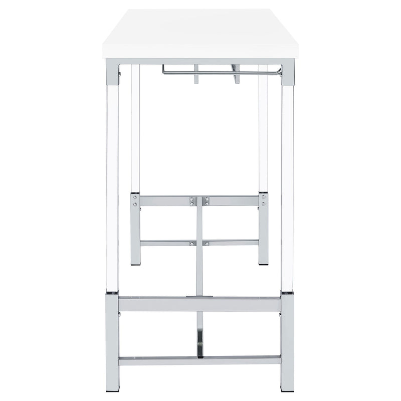 Tonneson - Bar Table With Trestle Base And Wine Storage - White