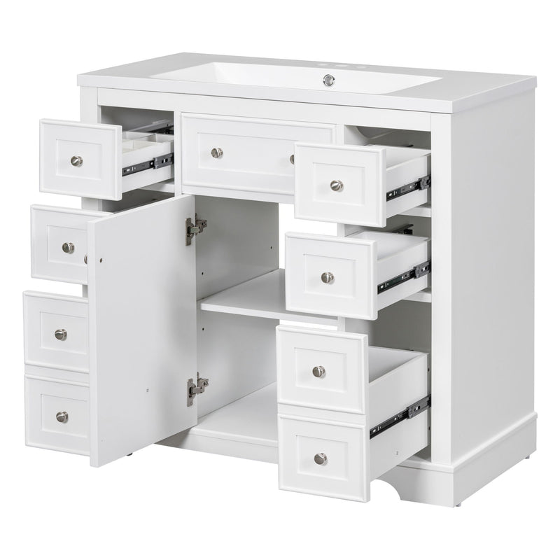 Modern Bathroom Vanity With Sink Combo, 6 Drawers And 1 Cabinet