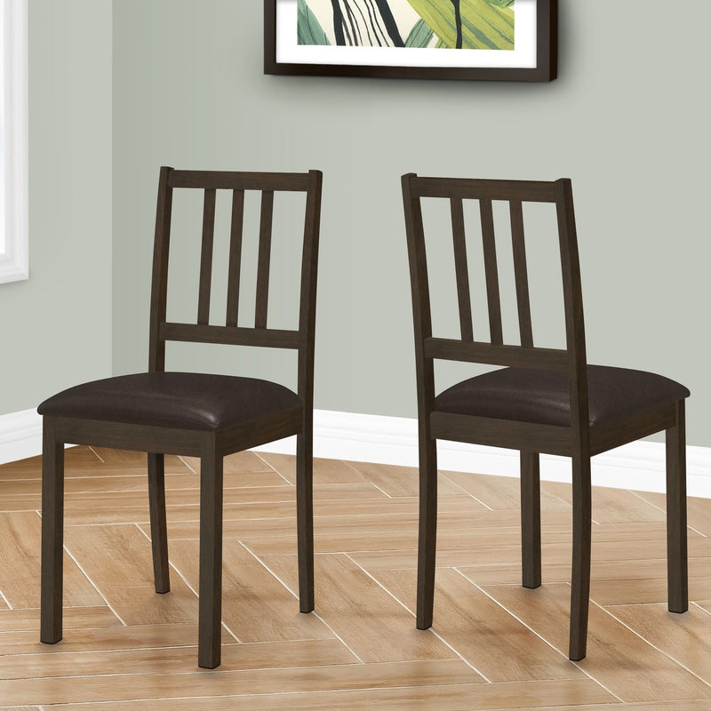 Dining Chair, Side, Upholstered For Dining Room, Transitional (Set of 2) - Brown