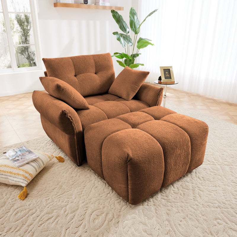 Ergonomic Single Seater Sofa With Ottoman, High Resilience Support Cushions