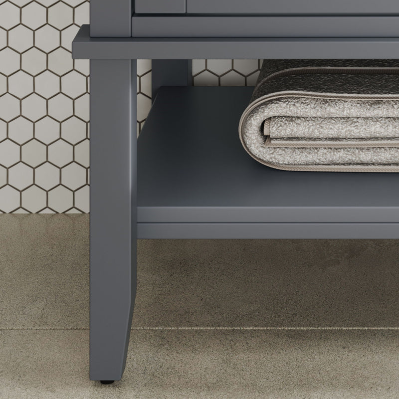 Bathroom Vanity With Ceramic Sink, Adjustable & Open Shelf
