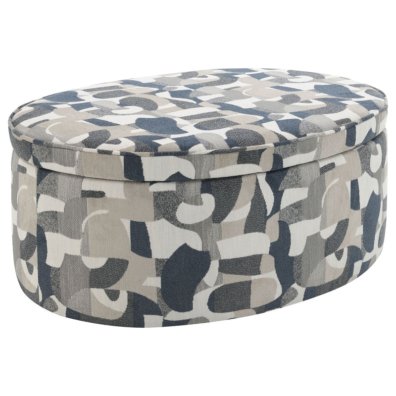 St. Helena - Oval Storage Ottoman With Removable Top - Indigo