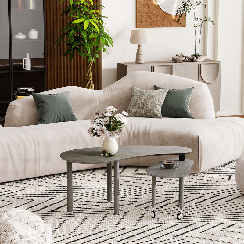 Rotatable Cocktail Table With Solid Legs, 360 Degree Rotating