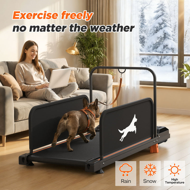 Small Dog Treadmill, Low Noise Pet Exercise Machine For Indoor Puppy Training, Portable Running Wheel - Black