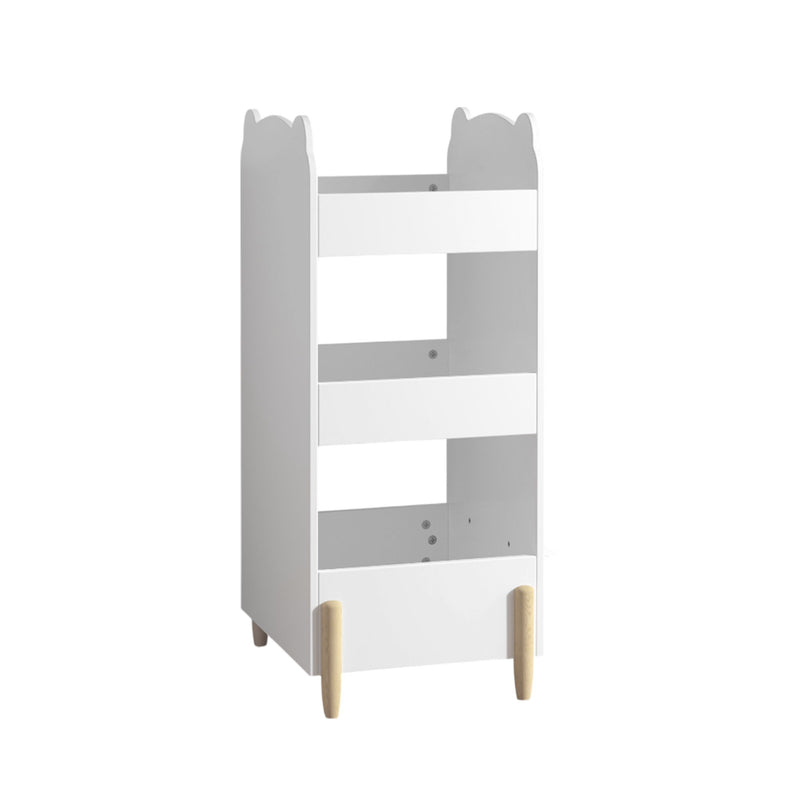 Bear Shaped Bookshelf With Chalkboard Side, 3 Tier Storage Organizer For Playroom - White