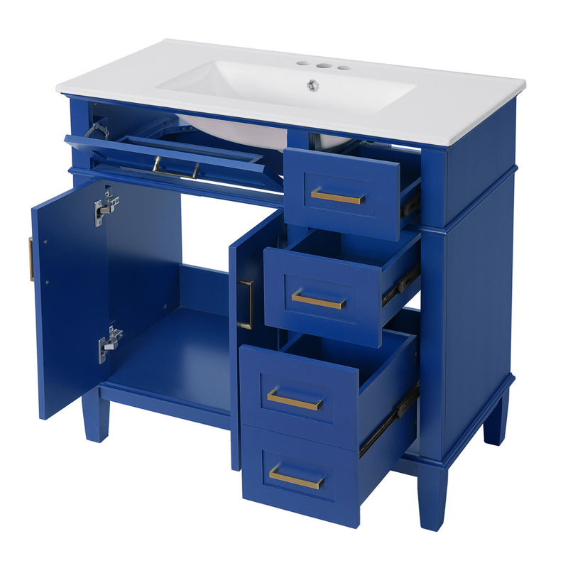 Modern Bathroom Vanity With Ceramic Sink, Soft Close Storage Cabinet