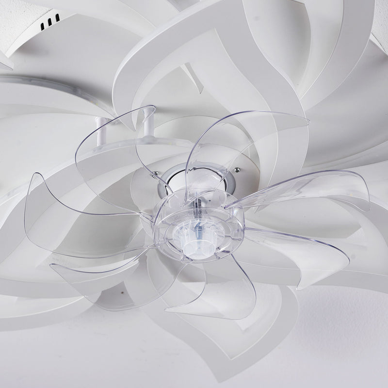 32" Flower Ceiling Fan With LED Dimmable Light, Low Profile Flush Mount Fan With Remote Control, 6 Speeds