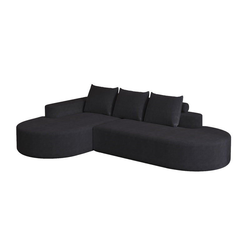Modern Curved Sofa, L-Shaped Modular Sectional Set With 3 Pillows