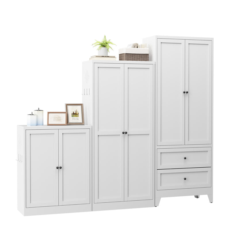 Pantry Cabinet With Adjustable Shelves Freestanding Kitchen Storage Organizer - White