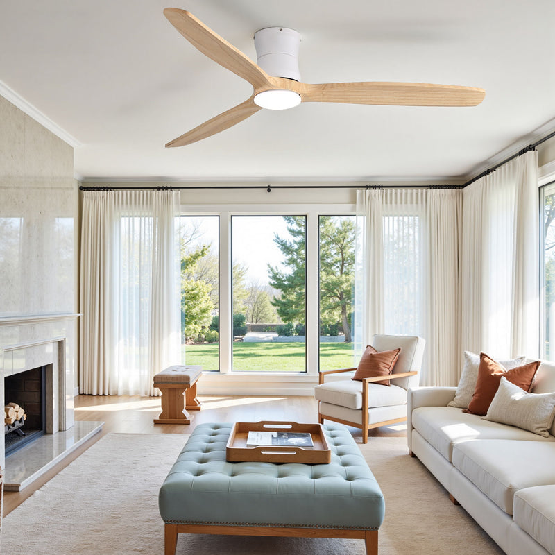 52" Ceiling Fan With Light, Dimmable DC Reversible Motor, 3 Blades