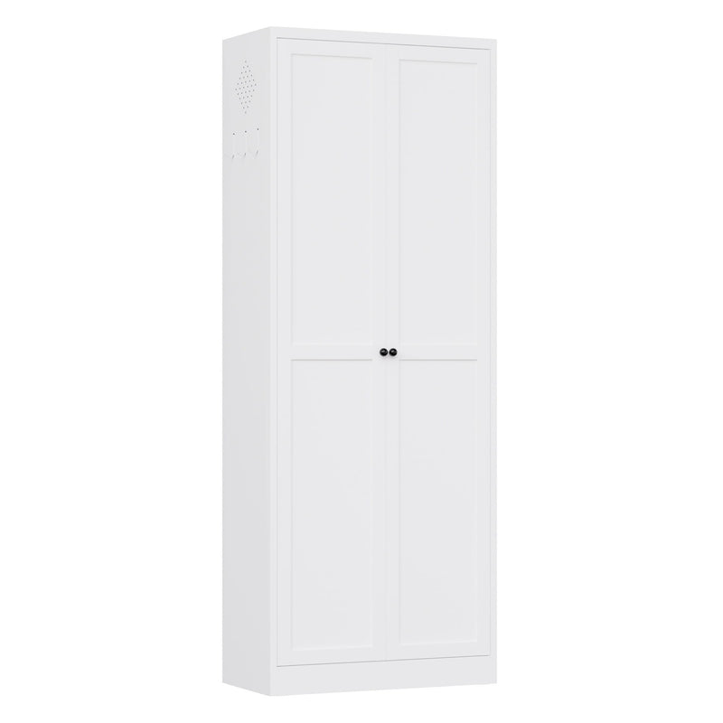 Kitchen Pantry Cabinet With Doors, Heavy-Duty Freestanding Storage Organizer With 5 Adjustable Shelves, Tool Free Assembly - White