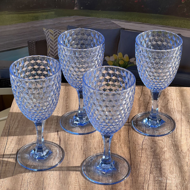 Diamond Cut Plastic Wine Glasses (Set of 4)