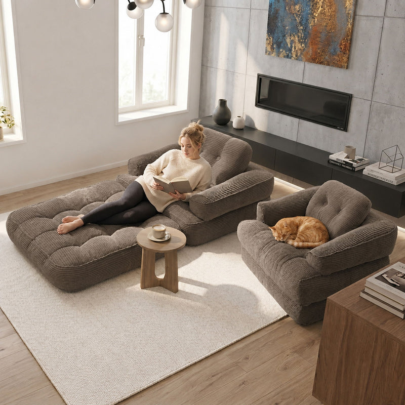 Convertible 2 In 1 Armrest Sofa For Bedroom