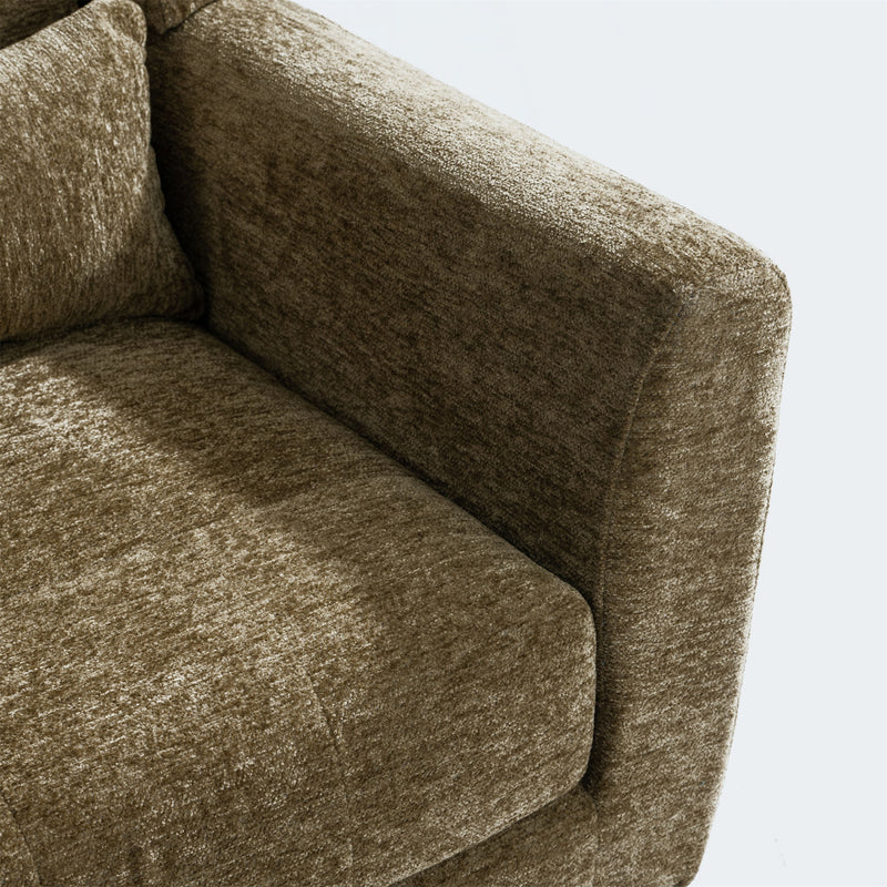 Modern Accent Chair, Arm Chairs For Living Room, Upholstered Mordern Armchair, Comfy Soft Padded Lounge Chair In Small Space, Bedroom, With Pillow, Solid Wood Leg