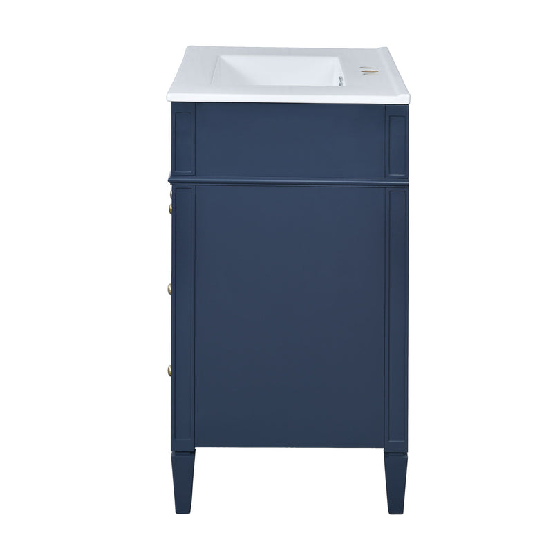 Bathroom Vanity With Top Sink, 2 Drawers & Tip Out Drawer
