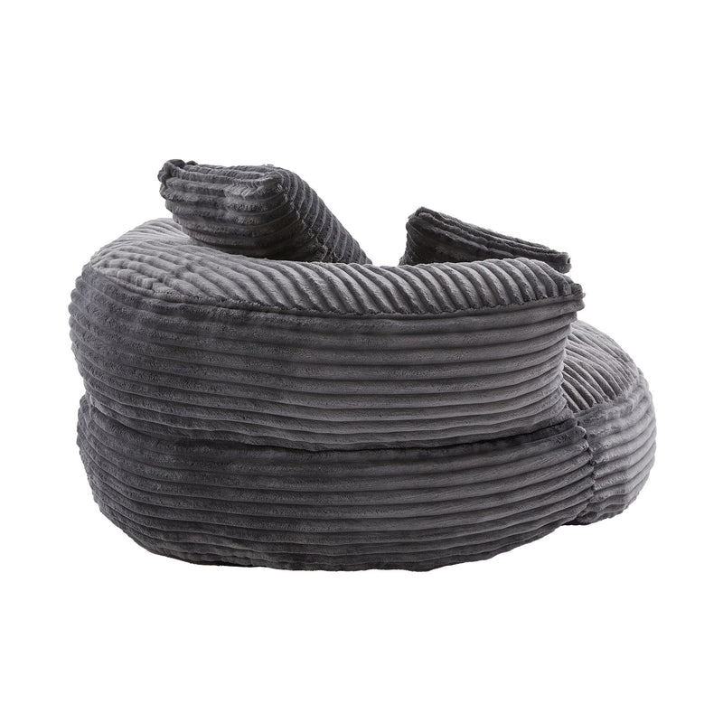 Oversized Bean Bag Chair With 3 Pillows & Armrest - Dark Gray