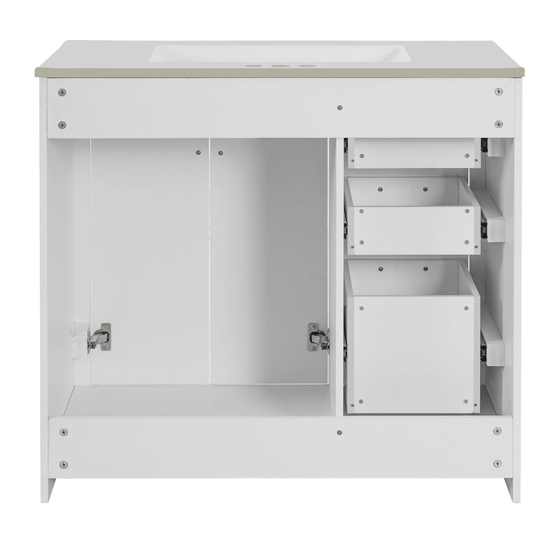 Bathroom Vanity With Sink Combo, Storage Cabinet, Freestanding Set With 3 Drawers & Soft Closing Doors
