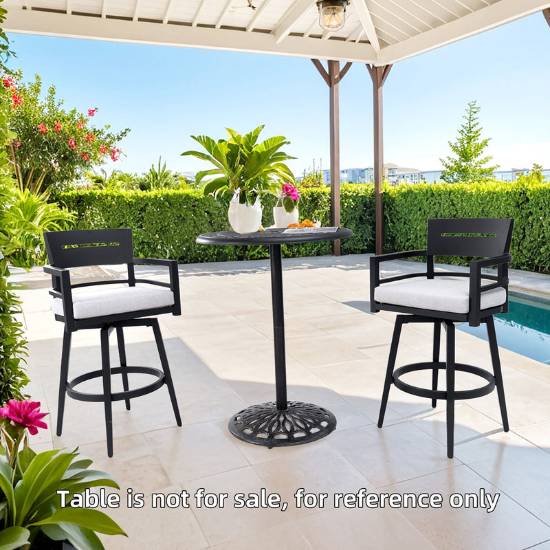 Outdoor Swivel Bar Chairs, 360 Degree Rotation, Ergonomic Backrest (Set of 2)