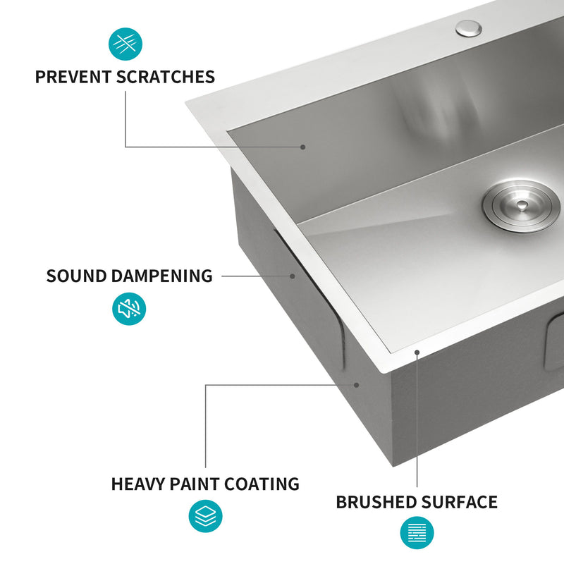 Stainless Steel Drop In Kitchen Sink, Topmount
