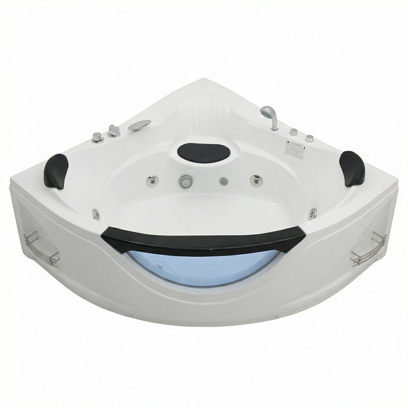 Xavier - Corner Double Massage Bathtub - Milk White