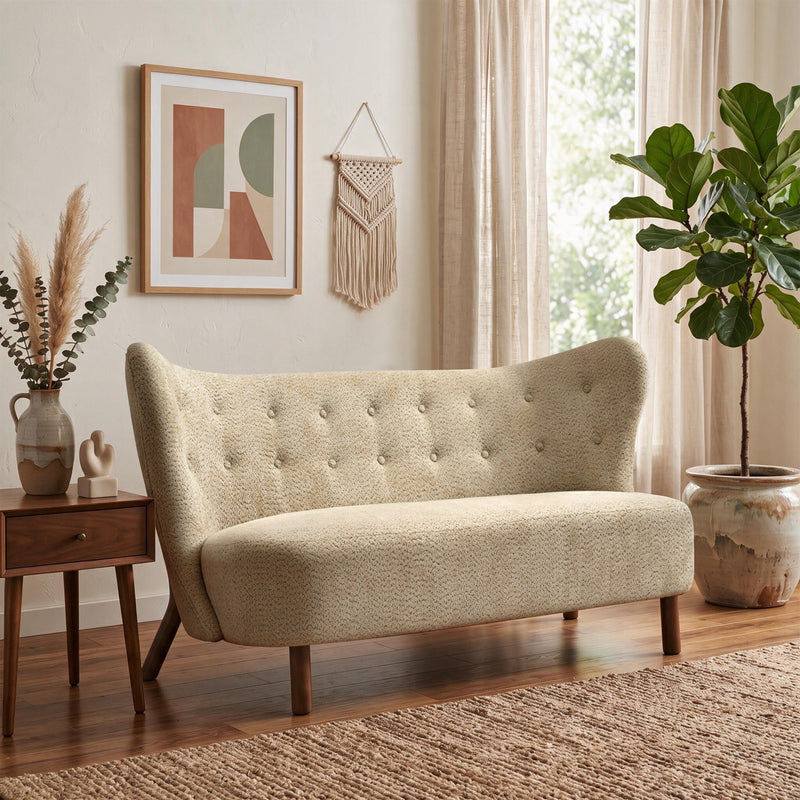 Nordic Chair Laid Back Loveseats With Curved Backres, No Armrests
