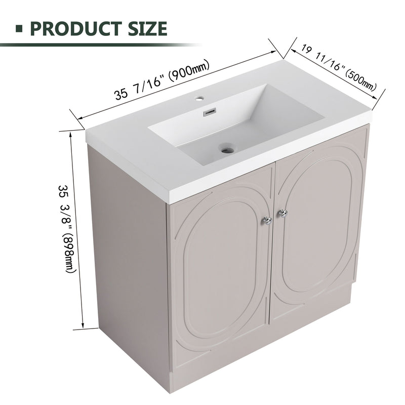 Contemporary Freestanding Bathroom Vanity With Resin Sink & Soft-Close Cabinet Doors