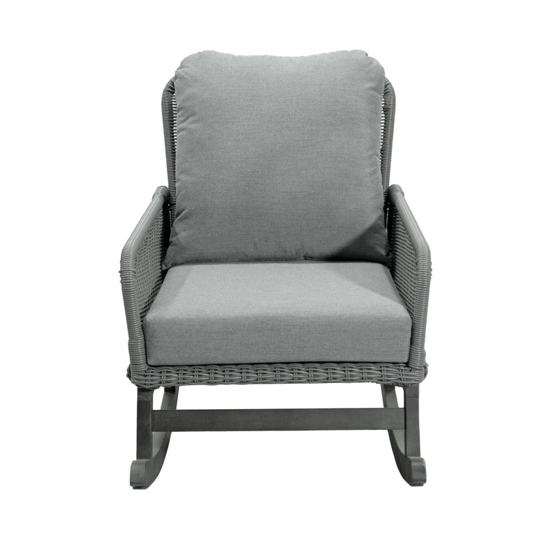 Contemporary Minimalist Wicker Rocking Chair With Soft Cushions And Durable Wooden Frame