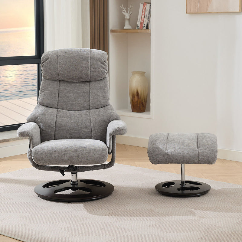 Ergonomic Recliner Chair With Ottoman, Modern 360° Swivel With Footstool