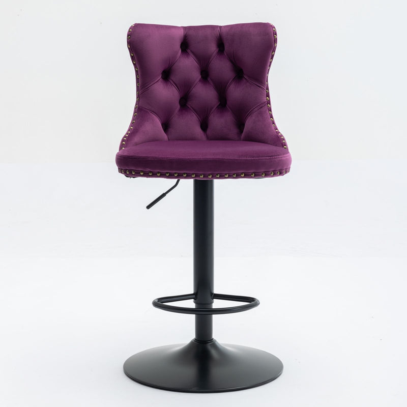 Swivel Barstools Adjusatble Seat Height, Modern Upholstered Bar Stools With Backs Comfortable Tufted For Home Pub And Kitchen Island (Set of 2)