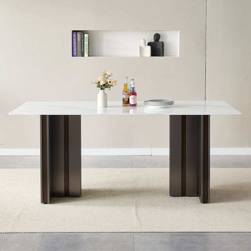 Rectangular Dining Table - Gray / White