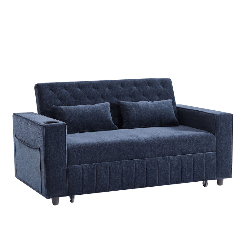 Pull-Out Sofa Bed Convertible Couch With Adjustable Backrest For Living Room