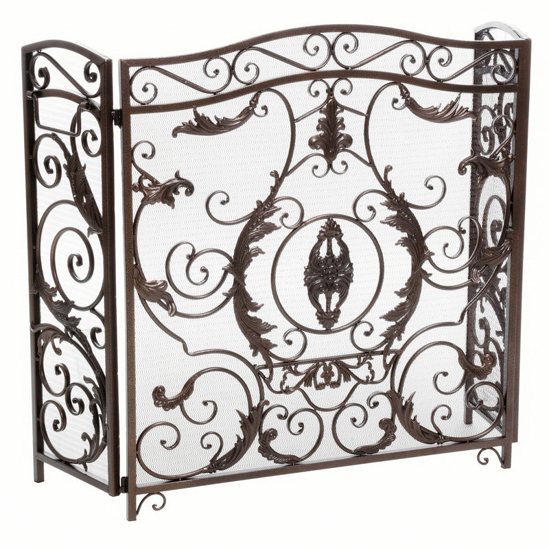 Mariella - Traditional Floral Iron Fireplace Screen With Ornate Design