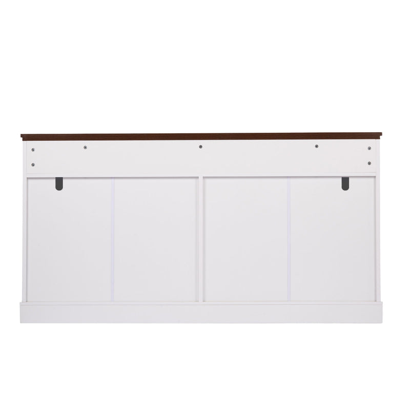 Fluted Sideboard Buffet Cabinet With 4 Doors And 3 Drawers