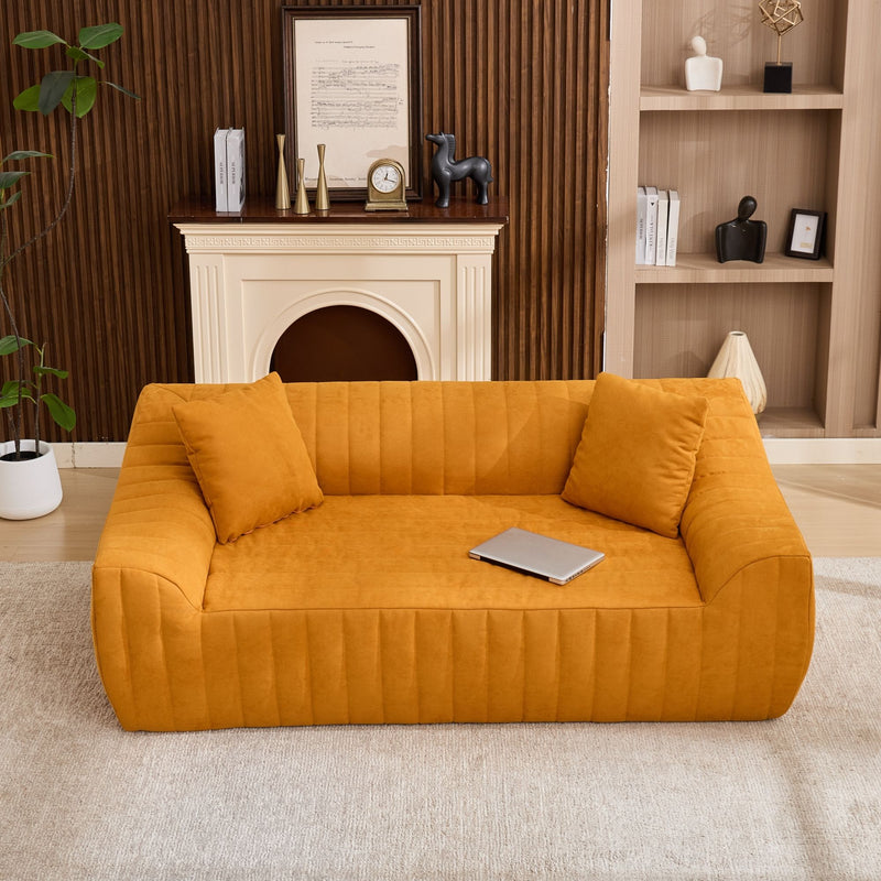 Oversized 2 Seater Loveseat With 2 Decor Throw Pillows, Deep Seat Sofa For Living Rooms