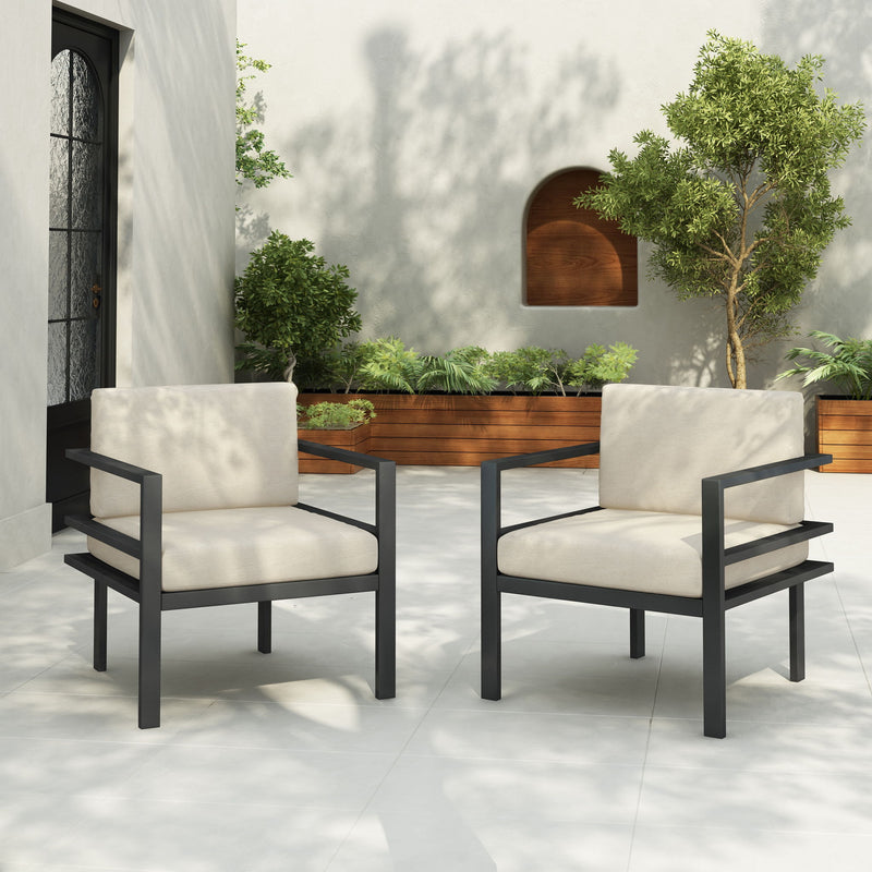 Modern Outdoor Lounge Chair With Aluminum Frame And Weather Resistant Cushions