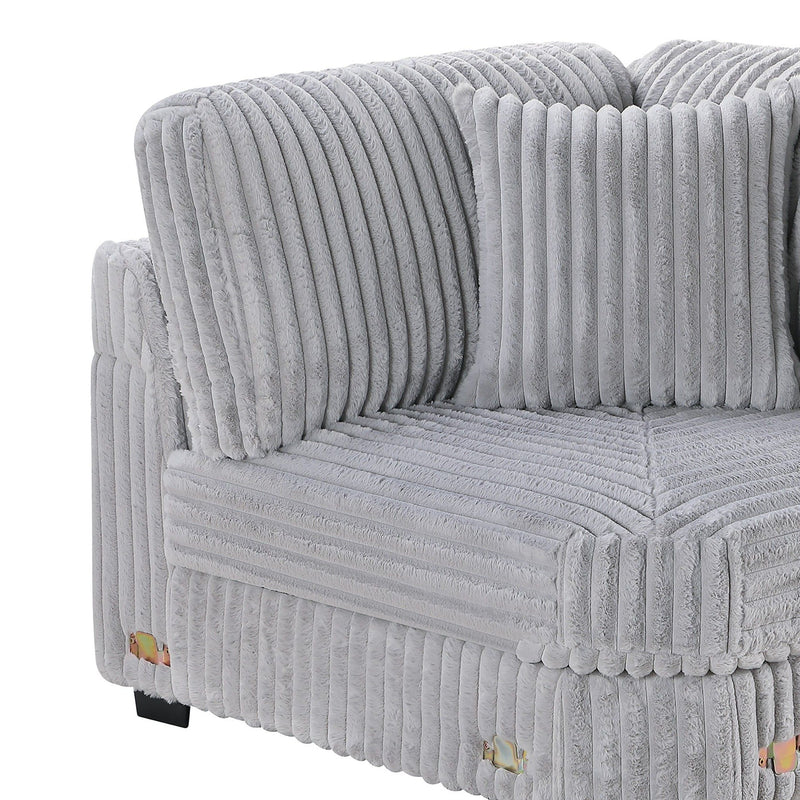 Corner Wedge Chair With Pillow, Living Room Furniture, Soft Upholstered Modular Seating - Gray / Mink