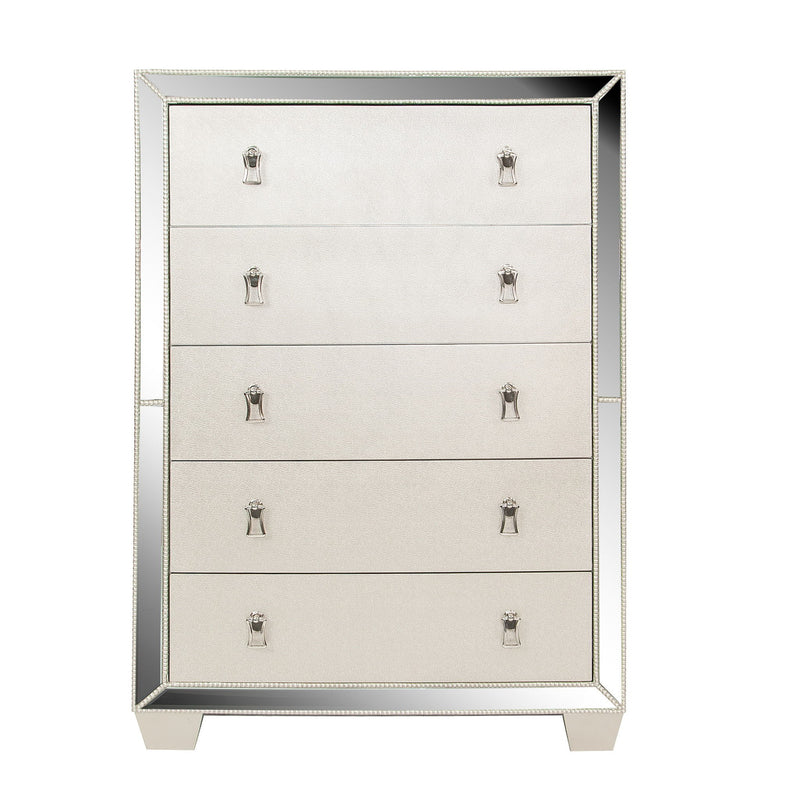 5 Drawer Chest Bedroom Furniture - Silver