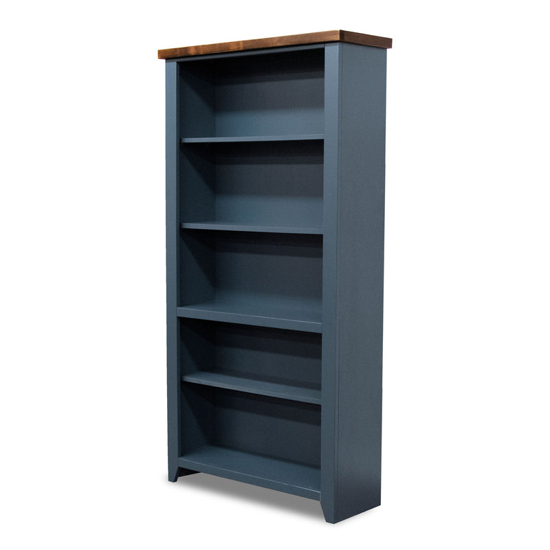 Nantucket - 5 Shelf Bookcase - Blue Denim / Whiskey