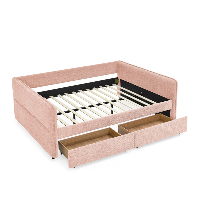 Upholstered Daybed & 2 Drawers