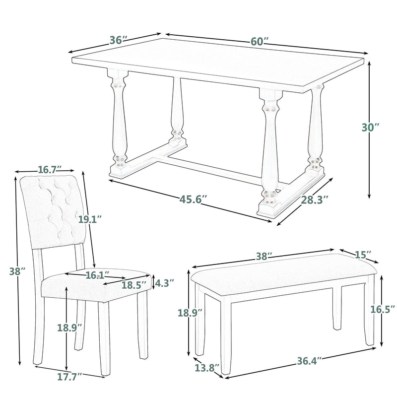 6 Piece Dining Set Retro Style