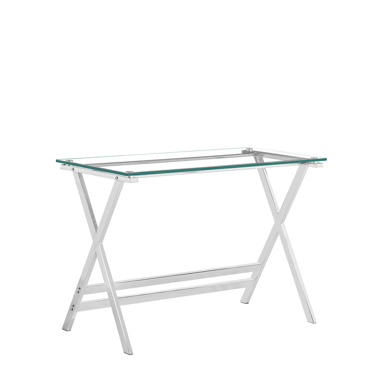 Transparent Glass Computer Desk With Rounded Edges, Tempered Glass Laptop Table - Clear