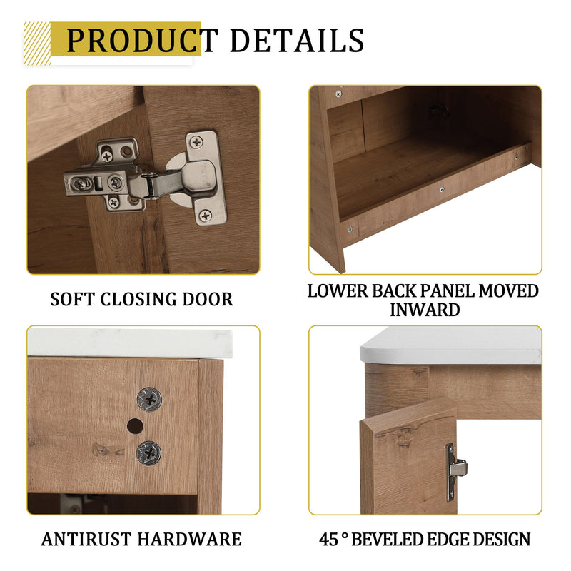 Wall Mounted Bathroom Vanity With Art Sink & 1 Soft Close Door