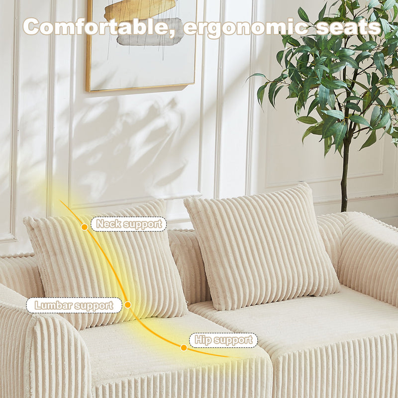 Minimalist Sofa With Curved Lines And Horn Shaped Throw Pillows