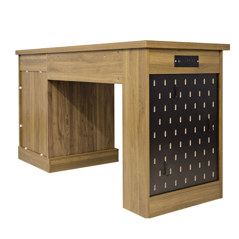 Modern Fluted Office Desk With Storage Cabinet