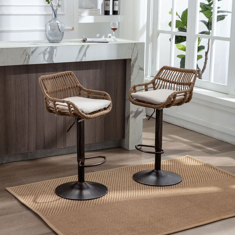 Modern Swivel Bar Stools Adjustable Counter Chairs With Footrest (Set of 2)