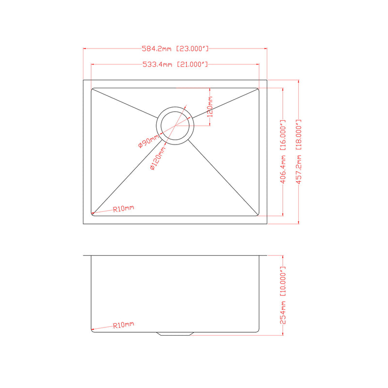 Undermount Steel Kitchen Sink, Deep Single Bowl Basin